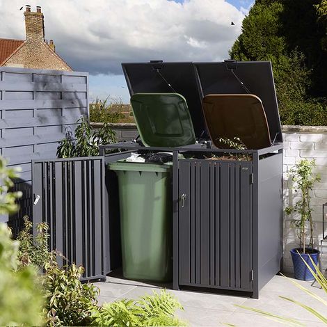 Rowlinson Wimbledon Double Metal Bin Store - Anthracite