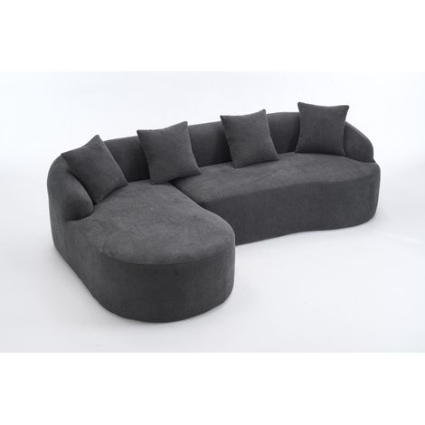 Modulares L-Sofa mit linker Chaiselongue, 3-Sitzer, Chenillebezug, Dunkelgrau (1/5)