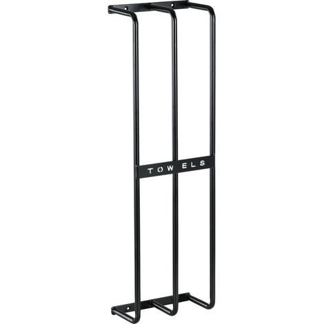 Porte serviettes mural 3 barres 21 x 12 x 74 cm gain de place pour 6 serviettes finition mate style épuré en métal noir (1/4)