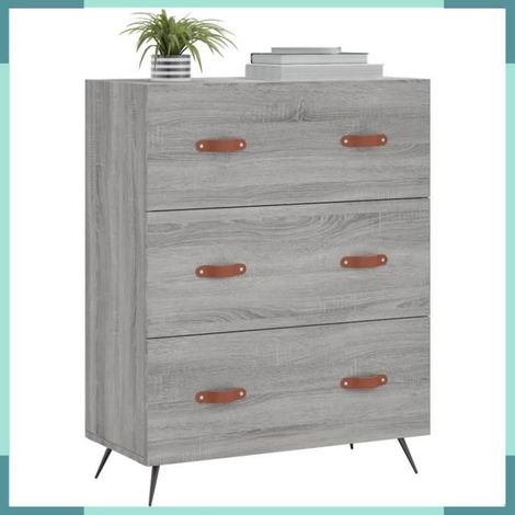 Commode - 827826 - Sonoma gris - Bois d'ingénierie et métal - 69,5 x 34 x 90 cm (1/5)