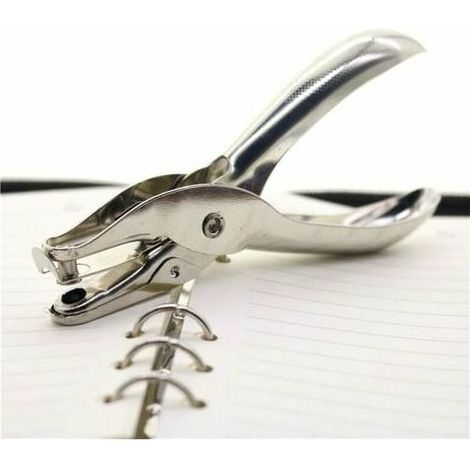 Metal 1 Hole Hand Punch - 6mm Diameter Single Round Hole Hand Tool - 8 Sheet Capacity (1/5)