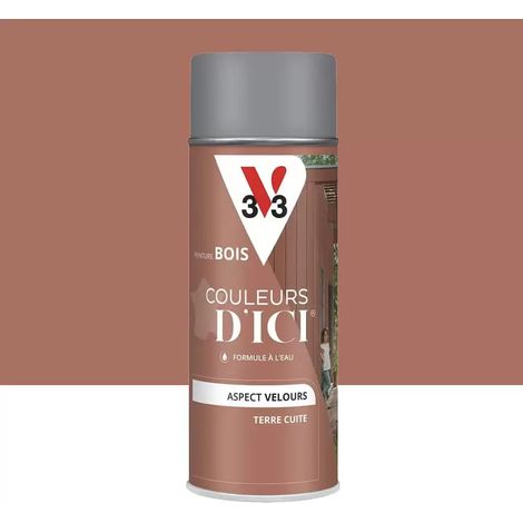 Aérosol Peinture pour Bois Extérieurs V33 Couleurs d'ICI Velours Terre cuite 0,4 L (1/3)