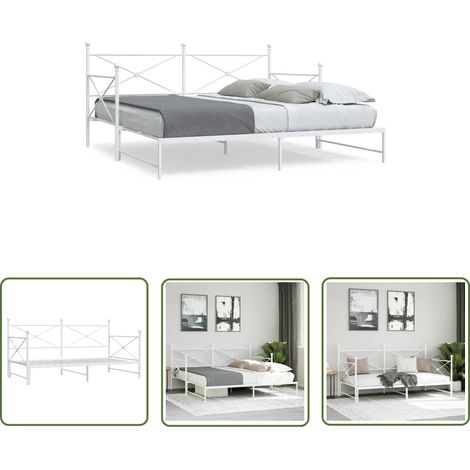 vidaXL Lit de jour avec lit gigogne sans matelas blanc 107x203cm acier (1/5)