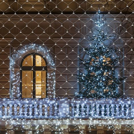 Randaco 4.5x1.6M LED Lichternetz Kaltweiß Lichterkette Weihnachtsbeleuchtung Lichtervorhang Innen Außen Deko Weihnachtslicht 8 Modi IP44 (1/5)