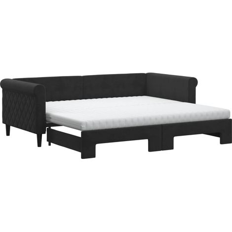 Maison Exclusive - Lit de jour avec gigogne et matelas noir 90x190 cm velours