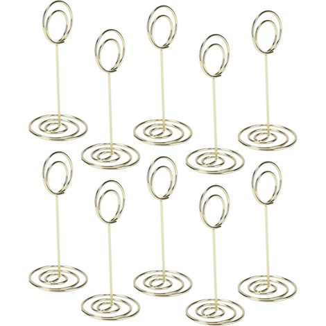 Lot de 10 porte-numéros de table, électroplaqués, multifonctionnels et faciles à utiliser, avec porte-cartes mémo illustré. (1/5)