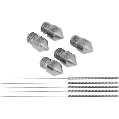 Kit 12 aiguilles de nettoyage pour buse MK8 3D imprimante, diamètre 0,4mm, filetage mâle M6, robuste, outil de dégorgement filament, lot de remplacement (1/5)