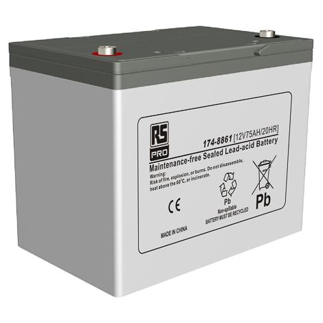 Batterie au plomb étanche RS PRO 12V 75Ah cyclique ( Prix pour Boîte de 1 )