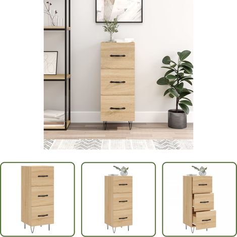 vidaXL Metallbeine -  Sideboard Sonoma-Eiche 34,5x34x90 cm Holzwerkstoff (1/5)