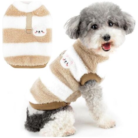 Pull en Polaire pour Petit Chien et Chat avec Anneau en D Pelucheuse Doux et Chaud Veste Manteau d'hiver pour Chiot Vêtements pour Temps Froid pour Animal Domestique M (1/5)