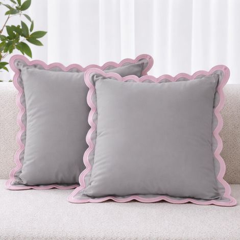 Lot de 2 Housses de Coussin festonnées de 45,7 x 45,7 cm en Coton de Style bohème pour Salon et extérieur (1/5)