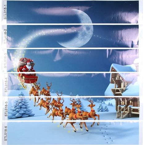 Pegatinas navideñas para pared y paneles solares – 6 piezas con un diseño festivo de escalera, decoración de interiores original y fácil de aplicar.