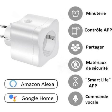 Prise intelligente WiFi - TECHSTICK - Commande vocale - Compatible Alexa/Google Home (1/4)
