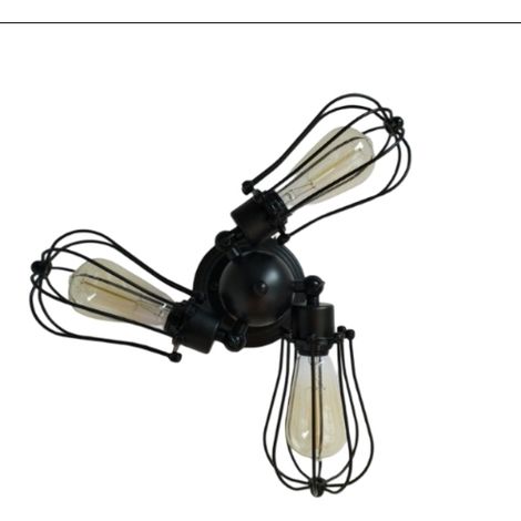 Grille de protection métallique pour lampe, abat-jour de ventilateur de plafond, style vintage, pour suspension, luminaire industriel, abat-jour en forme de ballon, accessoires de remplacement (1/5)