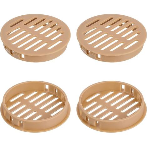 Pack of 4 Round Plastic Ventilation Grilles, Diameter 60 mm, Height 11.3 mm, Air Vents, for Cabinets, Ceilings, Walls, Windows, Radiators, Orange (1/5)