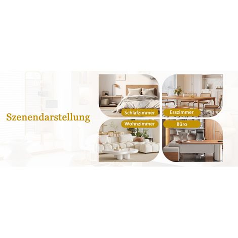 Silla de comedor, de madera maciza, set de 2, 44 x 48 x 88 cm, blanco y madera (1/5)