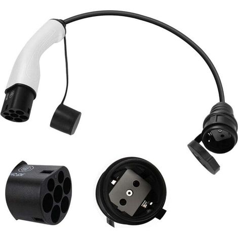 Bardusch-dé Adaptateur Type 2 vers Schuko 16A 0,6m Chargement Facile aux bornes de Recharge/Wallbox 230V, IP55 pour Vélo Électriques, Scooter Électriques et Motos Pas pour V2L (1/3)