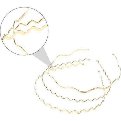 Lot de 3 bandeaux cheveux ondulés en métal doré, serre-têtes flexibles pour sport, soin du visage et quotidien (1/3)
