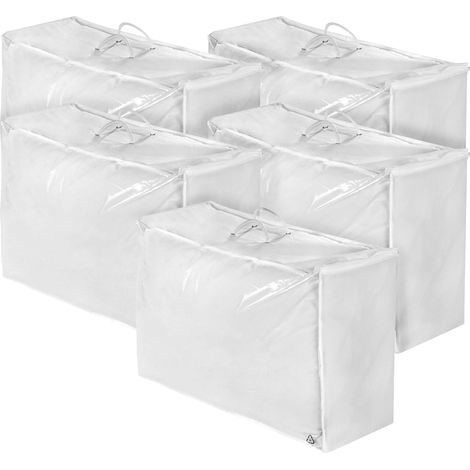 196732 Lot de 5 Sac de Rangement pour oreillers et couettes Housse de Protection Respirante Fermeture à glissière poignées Made in (1/4)