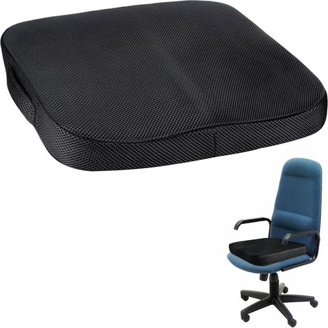 Coussin de siège orthopédique - Portable - Dessous antidérapant avec poignée de transport - Pour bureau, maison et voiture - Noir (1/5)