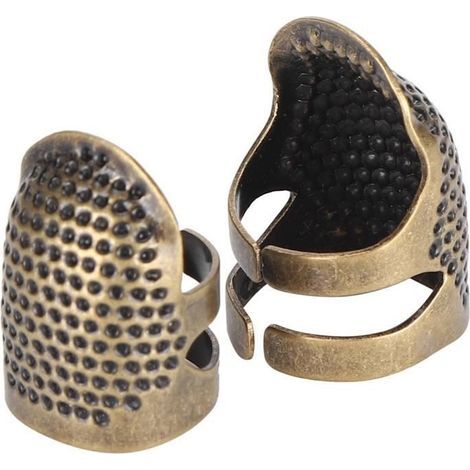 VINGVO 2-teiliger Fingerhut, Fingerschutzring aus Metall zum Nähen und Quilten (1/4)