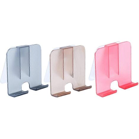 Lot de 3 supports muraux pour téléphone portable, supports de rangement créatifs et auto-adhésifs pour téléphones-8x8cm (1/4)