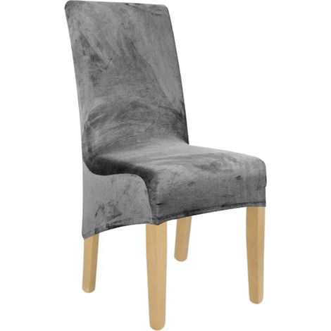 XL GRAUER ELASTISCHER SAMT-STUHLBEZUG [21DR]
