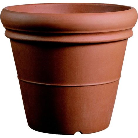 Vaso resina Doppio Bordo Liscio cm. 75 Terracotta
