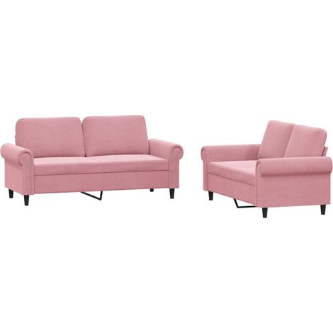 Maison Exclusive - Set di Divani 2 pz con Cuscini rosa in Velluto
