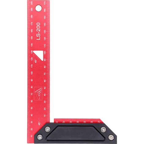 Équerre de menuiserie aluminium 200mm, règle de traçage en L haute précision avec laser, outil de mesure pour charpentier (1/5)