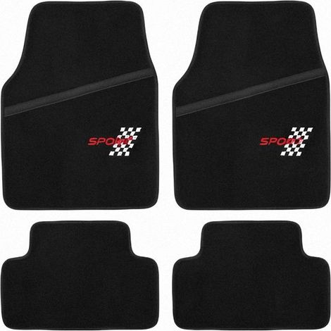 Ensemble de tapis de sol automobile - AVIZAR - 4 pièces 40×61 cm - PVC floqué - Noir - Renfort pédale (1/5)