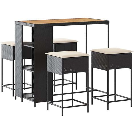 Maison Exclusive - 5-tlg. Gartenbar-Set mit Kissen Schwarz Poly R