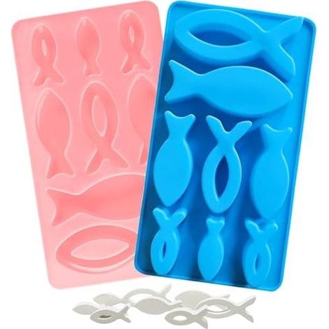 Moules Silicone Forme Poisson,2PCS Moule À Poisson En Silicone 8 Grilles,Moules à Chocolat pour Chocolat,Glaçons,Gâteaux,Pudding,Savon,Résine époxy (1/5)