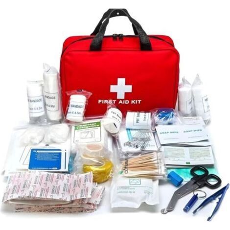 Trousse de Secours 170 Pièces, Trousse à Pharmacie Voyage Avec Couverture de Survie, Bandage, Pansement, Gaze, Sifflet, Trousse Premier Secours pour Maison, Voiture (25x18x8cm) (1/5)