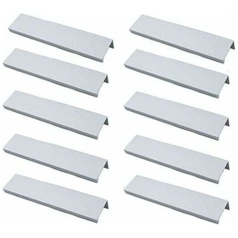 Lot de 10 poignées de meuble invisibles en aluminium brossé – Entraxe 96mm – Résistance à la rouille – Installation facile avec vis fournies (1/5)