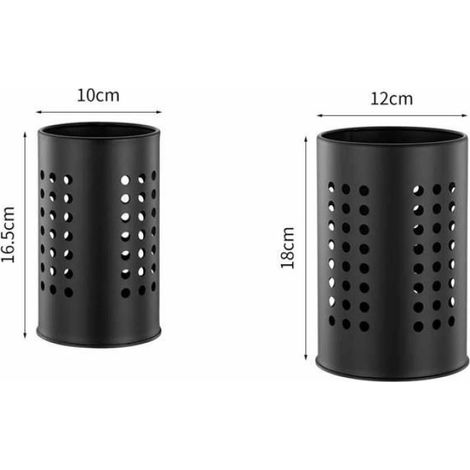 Lot de 2 égouttoirs, acier inoxydable noir, design ajouré, rangement cuisine, séchage ustensiles (1/4)