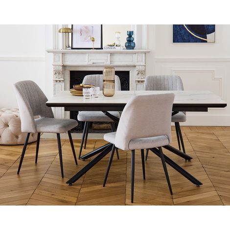 Sullana - ausziehbarer esstisch - marmoreffekt - 160 bis 200 cm - schwarz / weiß (1/5)
