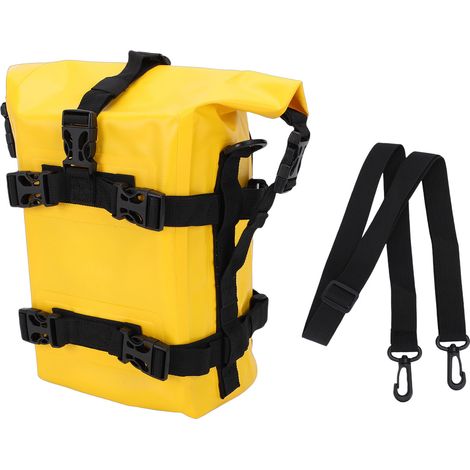 Sac Moto Pare-Chocs PVC 5 à 8L Étanche – Libération Rapide Latéral Moto Rangement Transport avec Sangles Extérieur, Jaune (1/5)