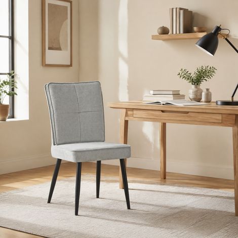 Sillas comedor tapizadas chenilla gris claro 2 uds OKMYHOME (1/5)