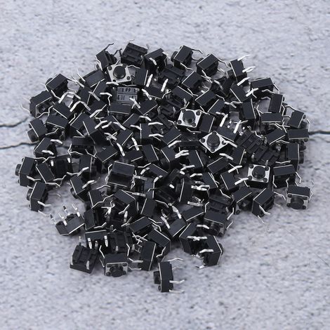 Lot de 100 mini-interrupteurs tactiles momentanés à bouton-poussoir (6 x 6 x 4,3 mm) (1/5)