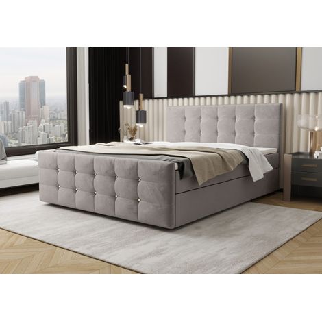 Lit Boxspring - Crème - 180 X 200 Cm - Lit Double - Lit Élégant - Matelas À Ressorts Bonnell (1/5)