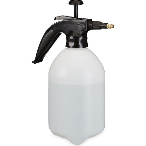 2 pulverizadores de presión 2 litros, boquilla ajustable de latón, agua y pesticidas, botella de jardín, blanco/negro (1/5)