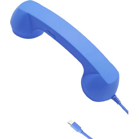 Retro-Telefonhörer Typ-C – Spiralkabel & Lautstärkeregler, blau, Typ-C auf Typ-C (1/5)
