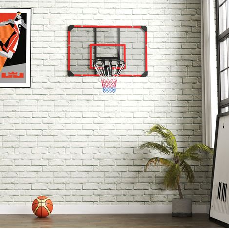 Panier de basket mural 113x61x73 cm en acier rouge, fixation pour extérieur FloraGrace (1/5)