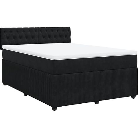 Maison Exclusive - Giroletto a Molle con Materasso Nero 140x190 cm in Velluto (1/5)