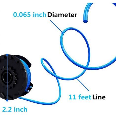 Trimmerfadenspule für Ryobi 18V, 24V, 40V, Ersatzspule, 0,065 Zoll (1,65 mm), kompatibel mit Ryobi One+ AC14RL3A, 8 Spulen + 2 Trimmerkappen