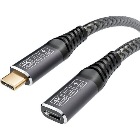 TRAHOO-Câble d'Extension USB 3.2 Gen2 0,5M, 20Gbps 100W/5A Rallonge Mâle et Femelle Compatible USB C 3.2/3.1/3.0, 4K@60Hz Pou[J329] (1/5)