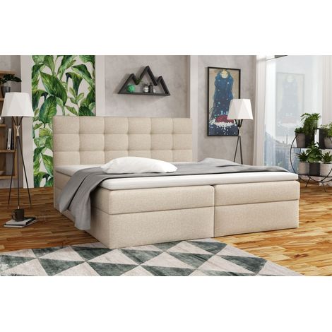 Boxspringbett Schlafzimmerbett DORIANO 200x200cm Stoff Sawana Beige (1/2)