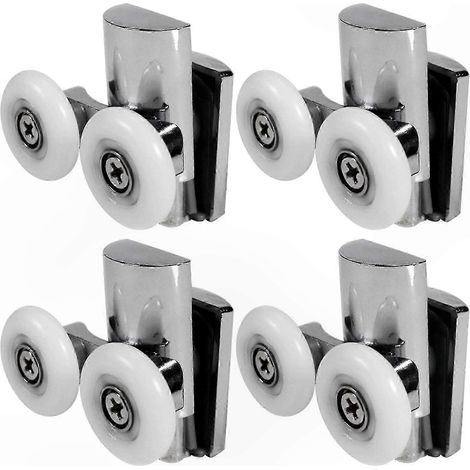 Pack de 4 Galets de Porte de Douche en Alliage de Zinc Robustes, Roulettes Coulissantes Plates de 23mm pour Cabines de Douche (1/5)