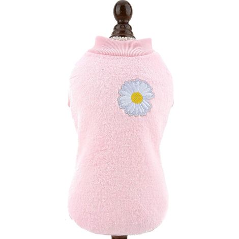 BARKBUSTERS Petit chien chat fille garçon manteau d'hiver chaud Yorkie Chihuahua vêtements à motif floral, bébé rose taille M (1/4)